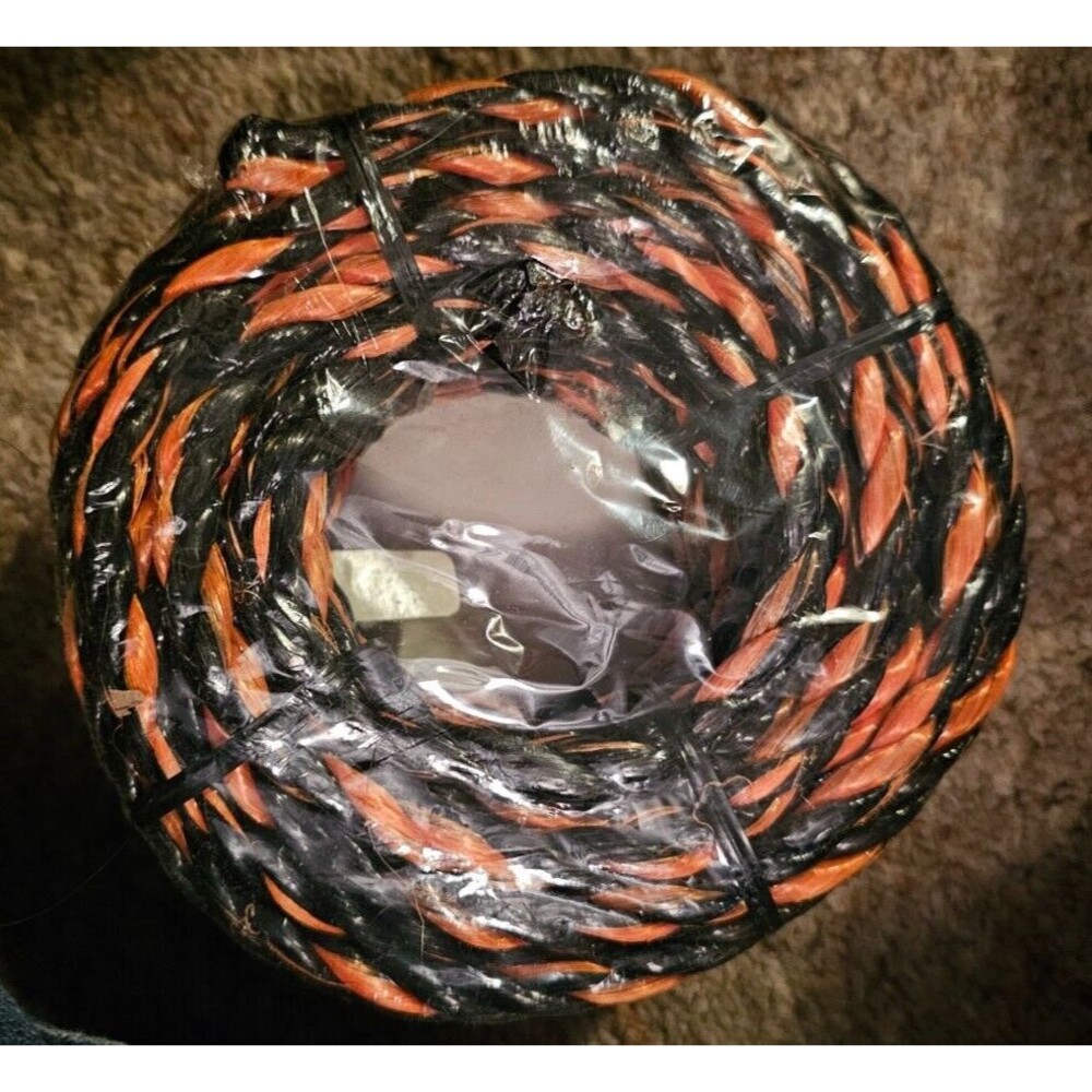 3/8" x 50' Twisted Polypropylene Truck Rope Orange & Black Blue Hawk NEW